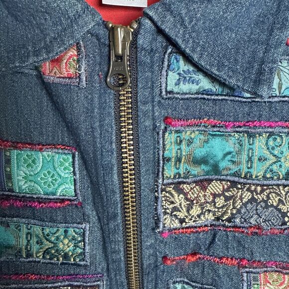 Coldwater Creek Jean Vest Patchwork Women's Size Medium Granny Cottage Prairie - Picture 3 of 14